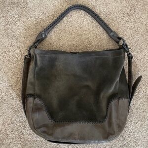 Frye Green Suede Hobo Shoulder Bag with Crossbody Strap and Matching Purse